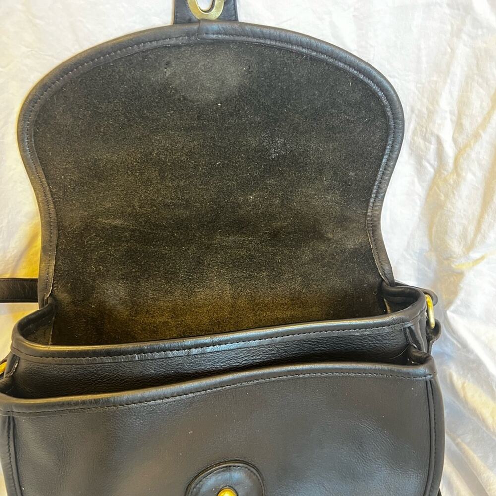 Vintage Coach Prairie Black Leather Crossbody Bag 9954 with Brass Hardware - Picture 12 of 14